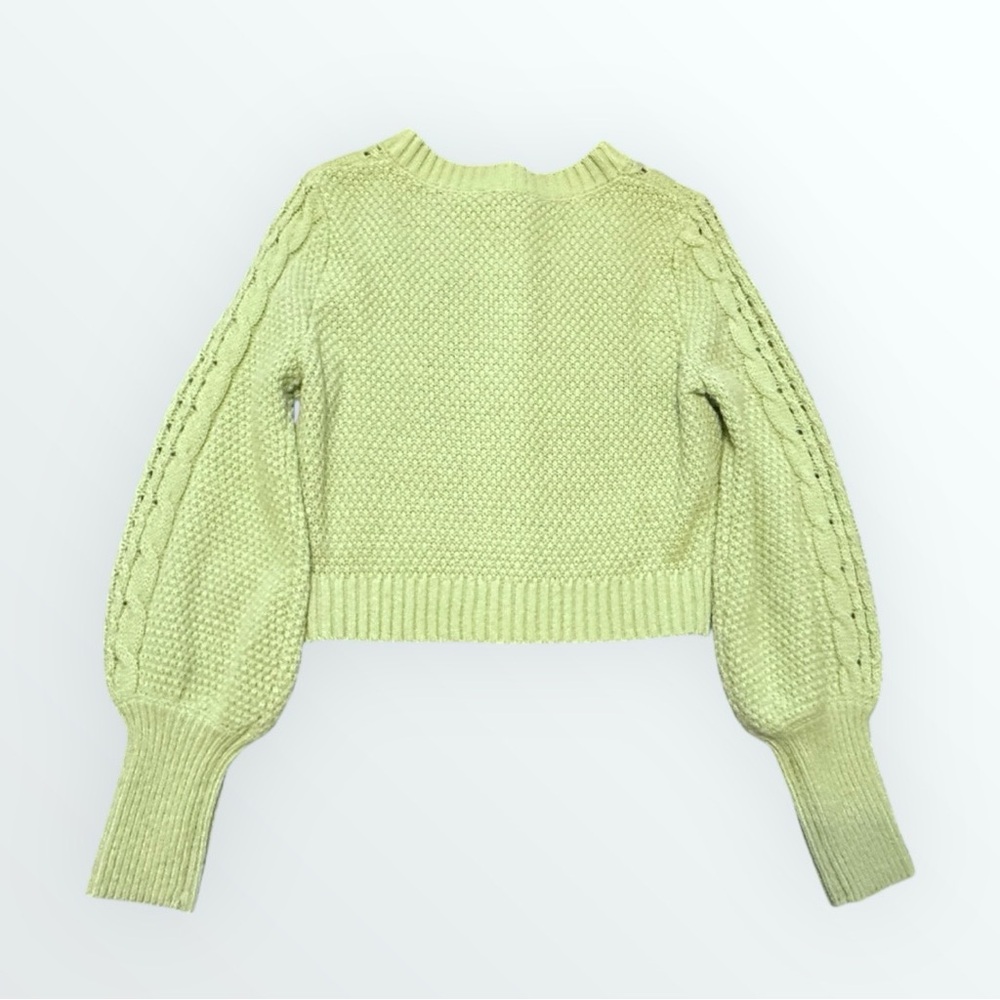 Cable Knit Button-Up Cardigan Sweater in Light Green - Picture 4 of 6